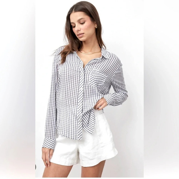Rails Josephine black gingham button down blouse size M - Picture 1 of 12